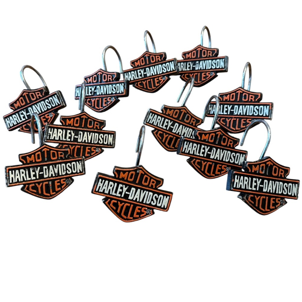 Harley Davidson Shower Curtain Hooks Set of 11 Harley Motorcycle Bathroom Decor